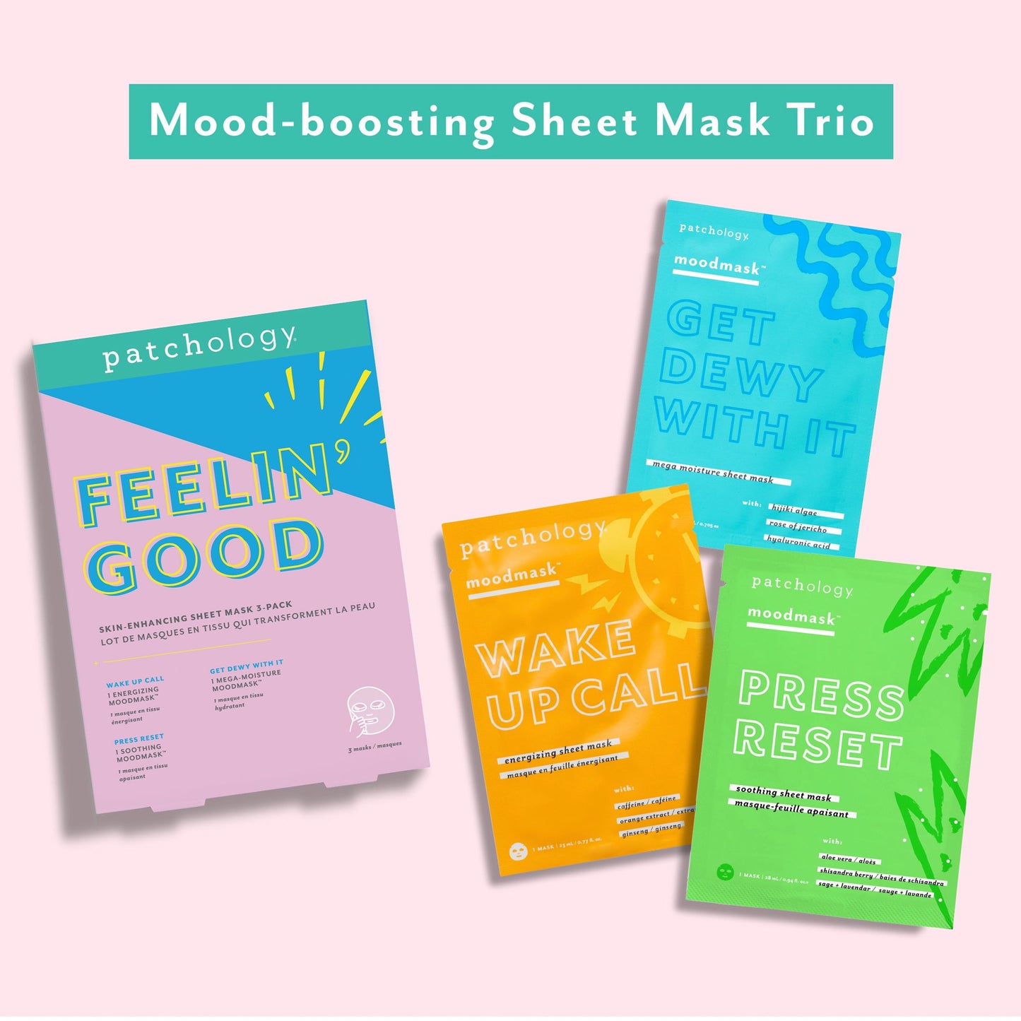 Patchology Feelin' Good Skin-Enhancing Sheet Mask Skin Care Kit, 3 Pack