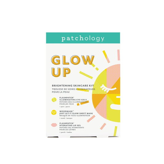 Patchology Glow Up Brightening Skincare Kit With Radiance Mask & Eye and Lip Gel